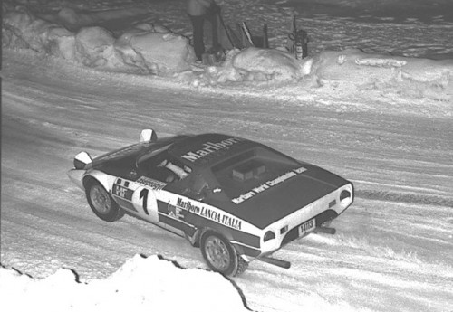 La Lancia Stratos di Munari-Andruet alla &quot;24 heures sur glace&quot; di Chamonix, 2° classificata.